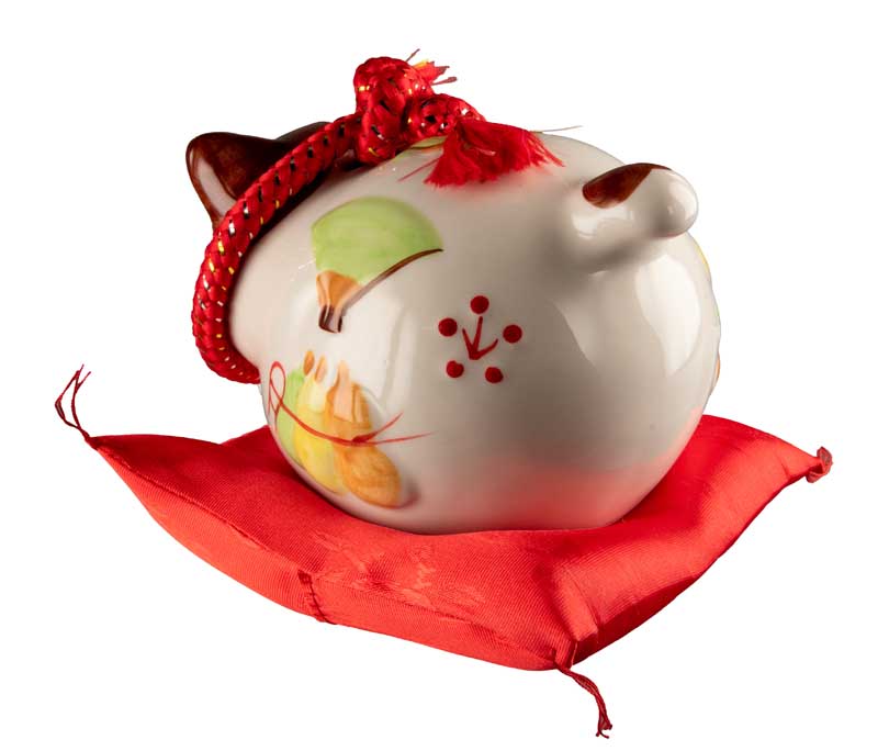 Tirelire Chat Japonais Maneki-Neko Chanceux en Céramique