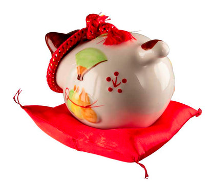 Tirelire Chat Japonais Maneki-Neko Chanceux en Céramique