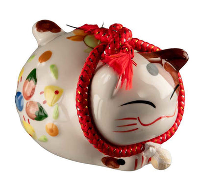 Tirelire Chat Japonais Maneki-Neko Chanceux en Céramique