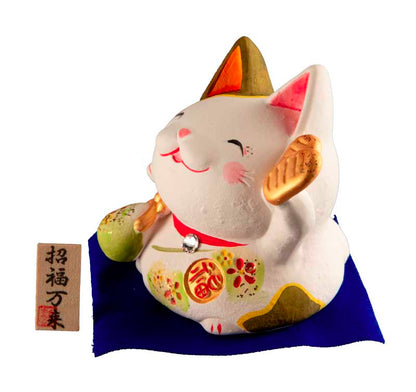 Tirelire Chat Japonais Maneki-Neko Chanceux en Céramique