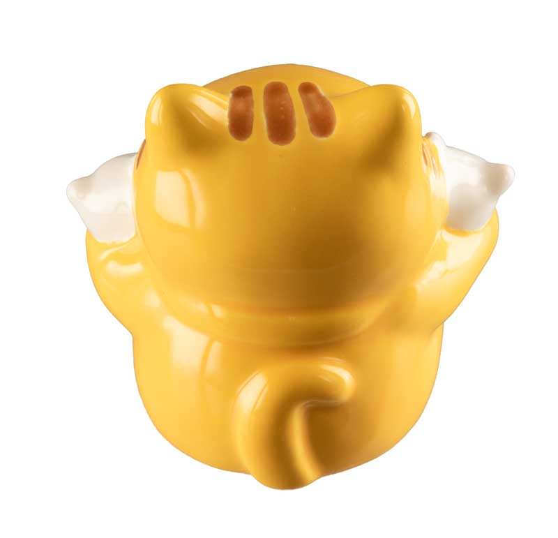 Tirelire Chat Japonais Maneki-Neko Jaune avec Chatons