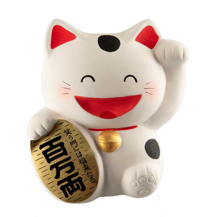 Tirelire Chat Japonais Maneki-Neko Blanc 10 cm