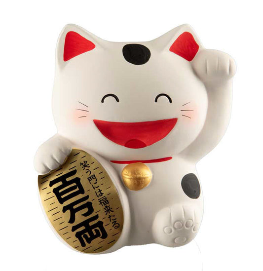 Tirelire Chat Japonais Maneki-Neko Blanc 10 cm