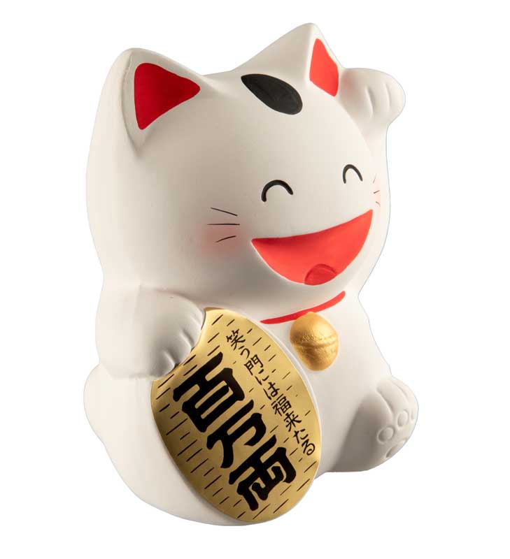 Tirelire Chat Japonais Maneki-Neko Blanc 10 cm