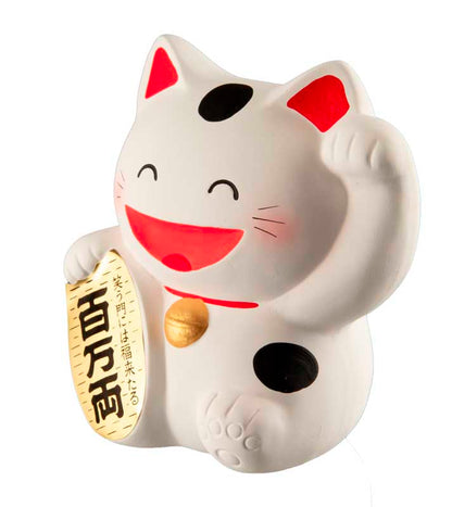Tirelire Chat Japonais Maneki-Neko Blanc 10 cm