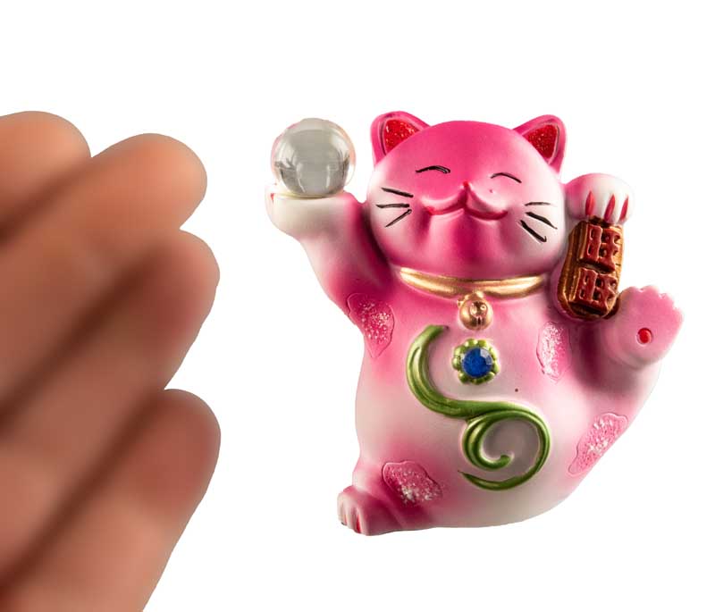 Figurine Chat Chanceux Maneki-Neko Rose en Résine – Décoration Kawaii 7 cm