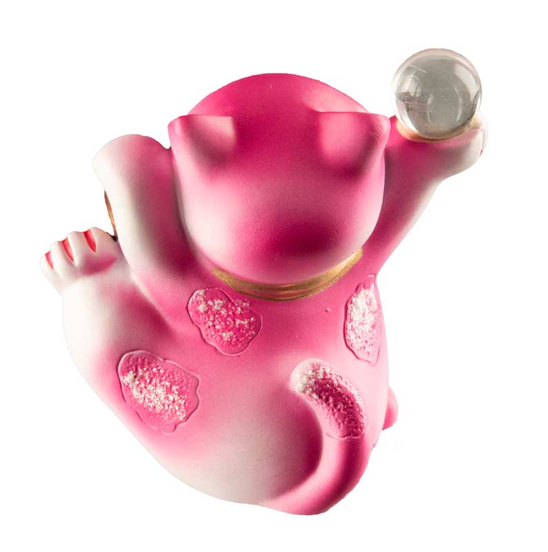 Figurine Chat Chanceux Maneki-Neko Rose en Résine – Décoration Kawaii 7 cm