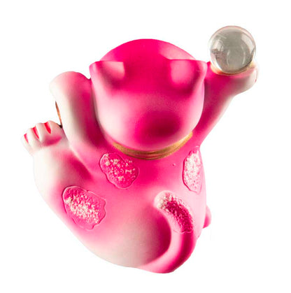 Figurine Chat Chanceux Maneki-Neko Rose en Résine – Décoration Kawaii 7 cm