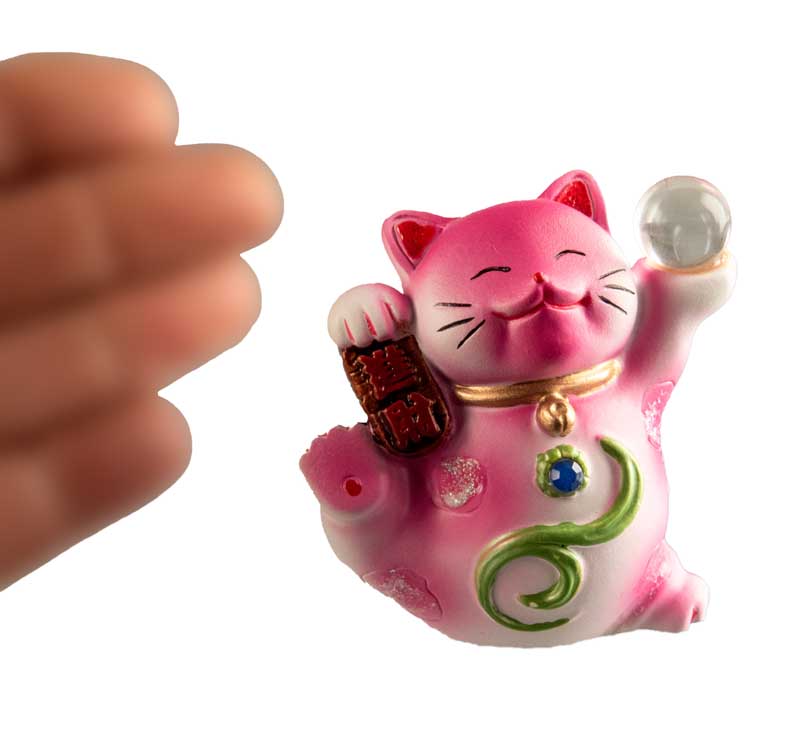 Figurine Chat Chanceux Maneki-Neko Rose en Résine – Décoration Kawaii 7 cm