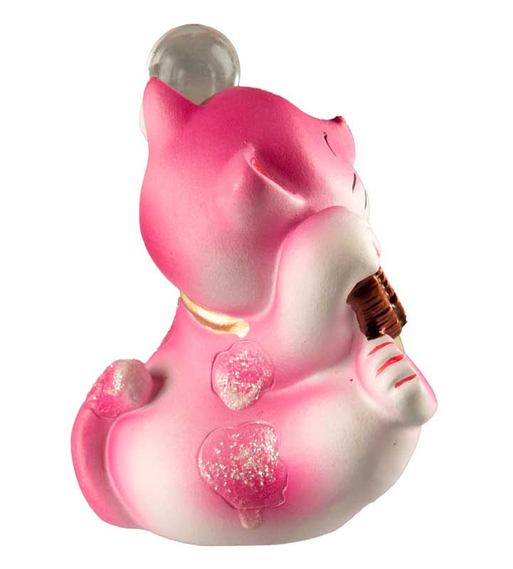 Figurine Chat Chanceux Maneki-Neko Rose en Résine – Décoration Kawaii 7 cm