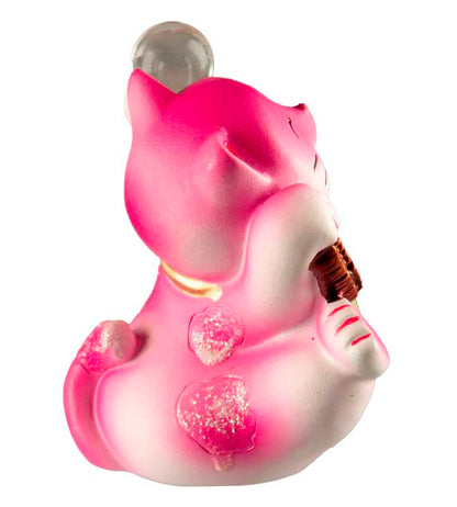 Figurine Chat Chanceux Maneki-Neko Rose en Résine – Décoration Kawaii 7 cm