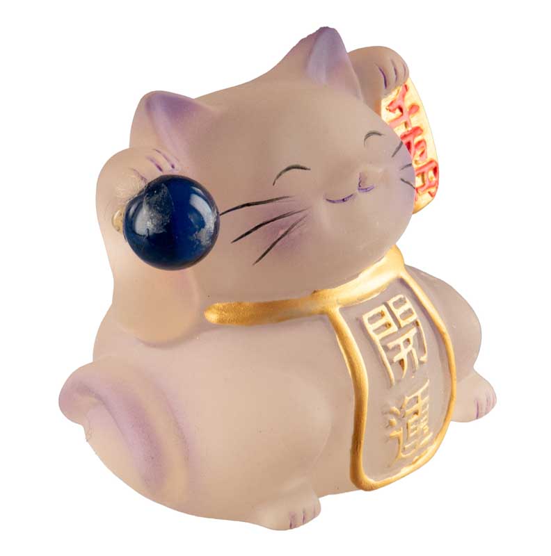 Chat Chanceux Maneki-Neko Violet en Résine Polycristalline – Figurine Décorative Kawaii