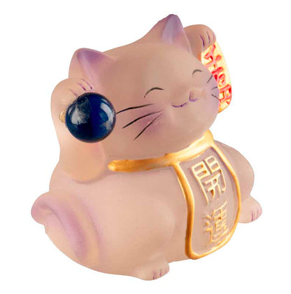 Chat Chanceux Maneki-Neko Violet en Résine Polycristalline – Figurine Décorative Kawaii