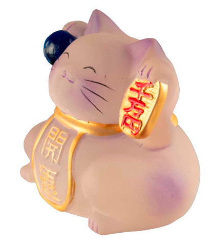 Chat Chanceux Maneki-Neko Violet en Résine Polycristalline – Figurine Décorative Kawaii