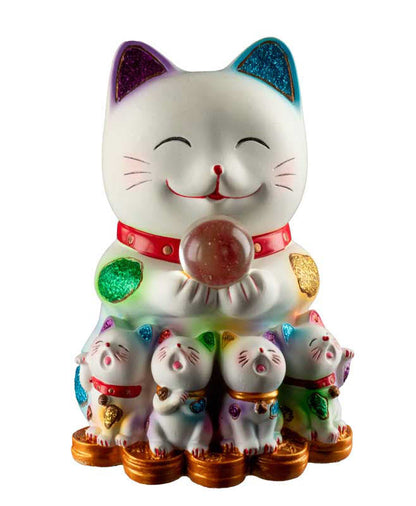 Tirelire Chat Japonais Maneki-Neko et sa Famille 12 cm