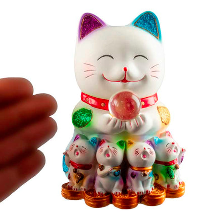 Tirelire Chat Japonais Maneki-Neko et sa Famille 12 cm
