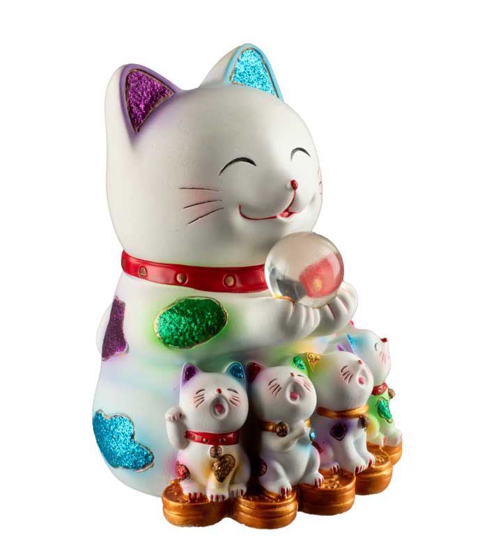 Tirelire Chat Japonais Maneki-Neko et sa Famille 12 cm