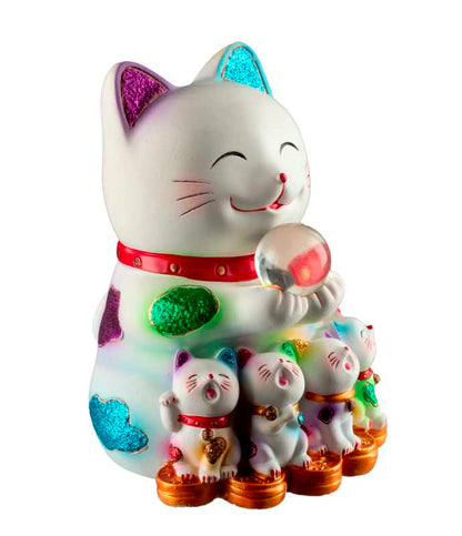 Tirelire Chat Japonais Maneki-Neko et sa Famille 12 cm