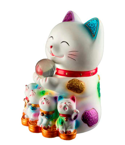 Tirelire Chat Japonais Maneki-Neko et sa Famille 12 cm