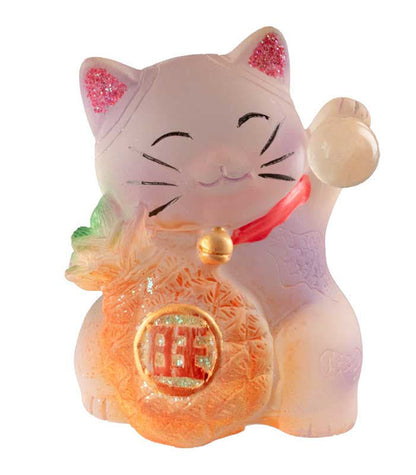 Figurine Chat Maneki-Neko et son Ananas en Résine – Décoration Kawaii 7 cm