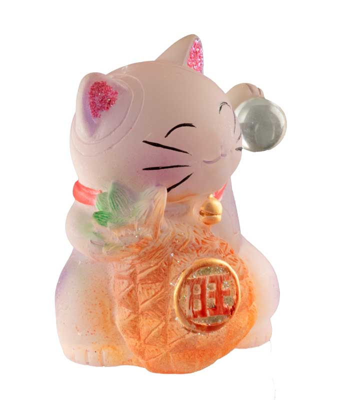 Figurine Chat Maneki-Neko et son Ananas en Résine – Décoration Kawaii 7 cm