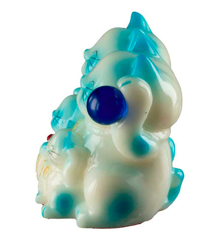Statuette Chat Maneki-Neko et sa Famille Bleue en Résine – Décoration Kawaii 9,5 cm