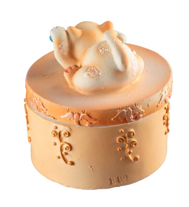 Petite boîte Maneki-Neko Orange en Résine – Figurine Chat Décoratif