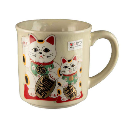Mug Japonais Maneki Neko en Céramique Craquelée – Fabriqué au Japon