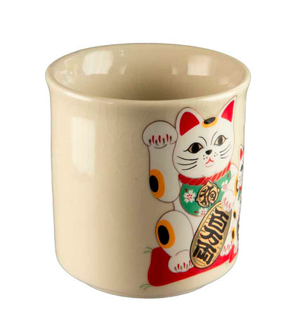Mug Japonais Maneki Neko en Céramique Craquelée – Fabriqué au Japon
