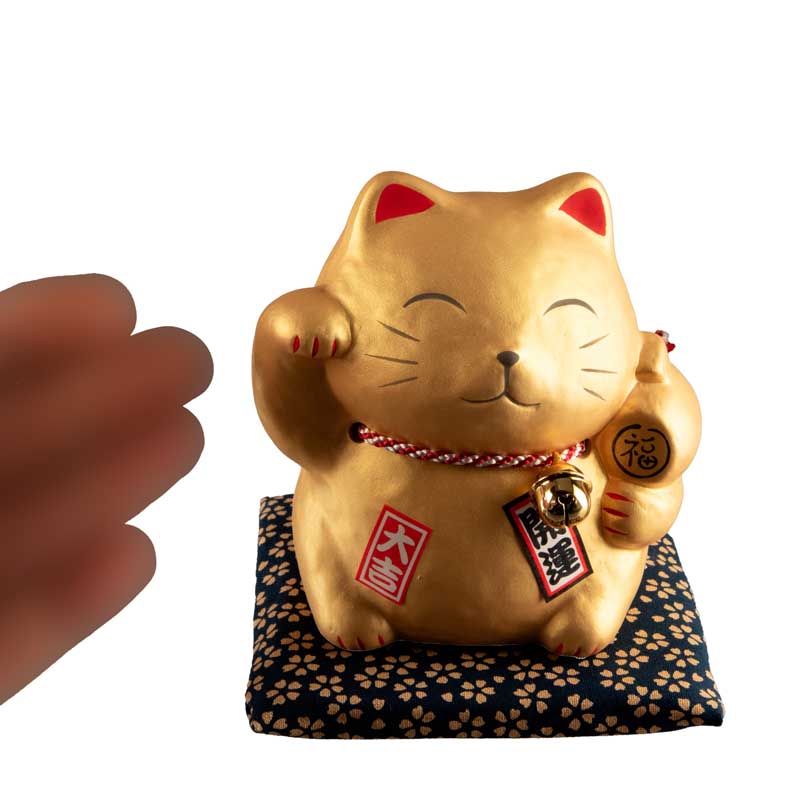 Tirelire Chat Japonais Maneki-Neko Doré Daikichi