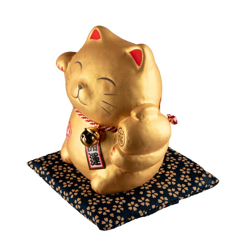 Tirelire Chat Japonais Maneki-Neko Doré Daikichi