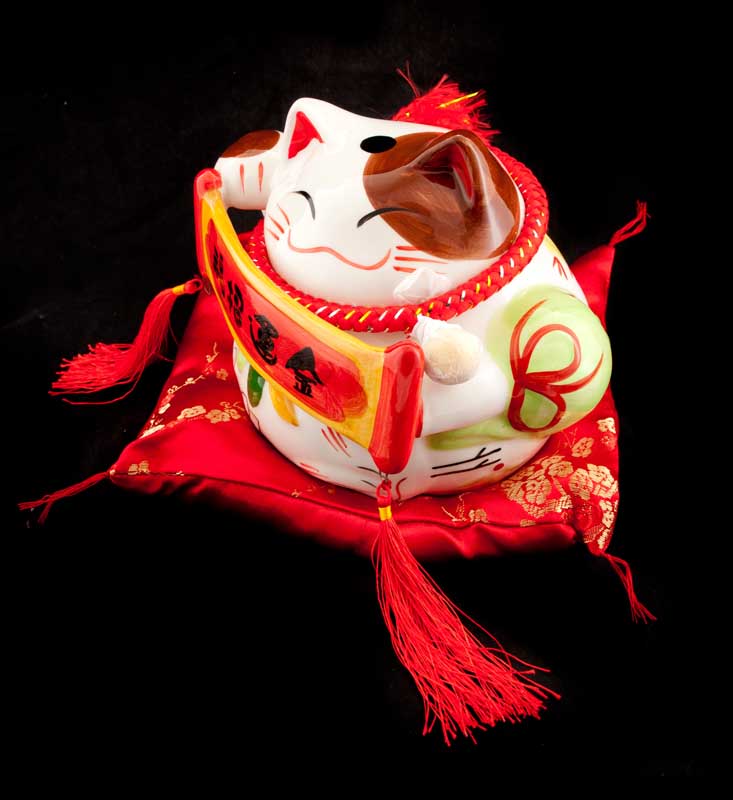 Tirelire Chat Japonais Maneki-Neko en Céramique 17 cm