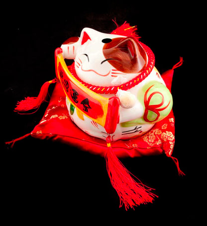 Tirelire Chat Japonais Maneki-Neko en Céramique 17 cm