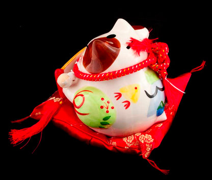 Tirelire Chat Japonais Maneki-Neko en Céramique 17 cm