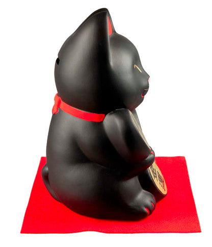 Tirelire Chat Japonais Maneki-Neko Noir aux 6 Pièces