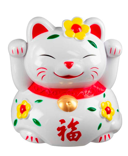 Grande Tirelire Chat Japonais Maneki-Neko Blanc 21 cm