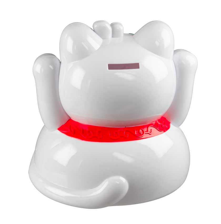Grande Tirelire Chat Japonais Maneki-Neko Blanc 21 cm