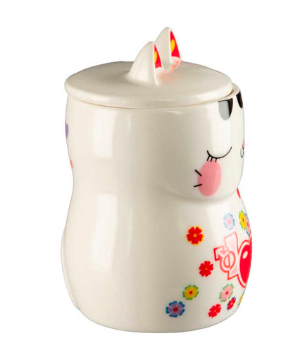 Tasse Chat Maneki Neko "I Love You" en Porcelaine Blanche avec Couvercle