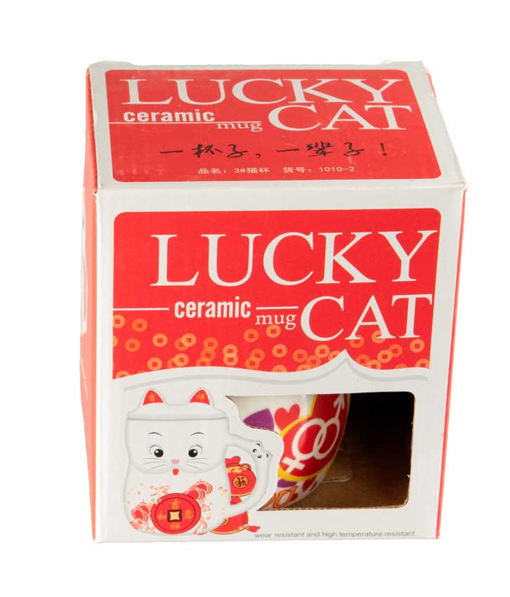 Tasse Chat Maneki Neko "I Love You" en Porcelaine avec Couvercle