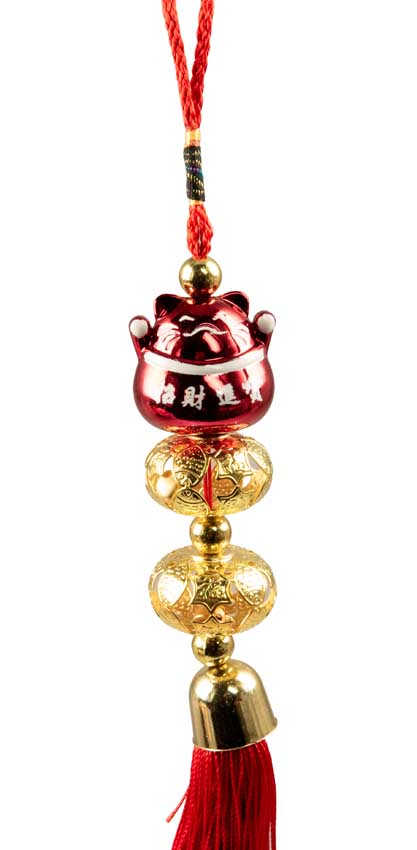Suspension Maneki Neko Rouge – Talisman Décoratif Asiatique