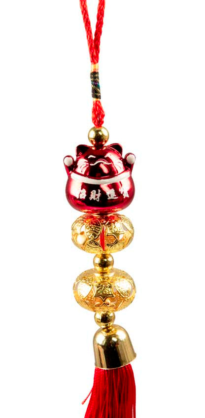 Suspension Maneki Neko Rouge – Talisman Décoratif Asiatique
