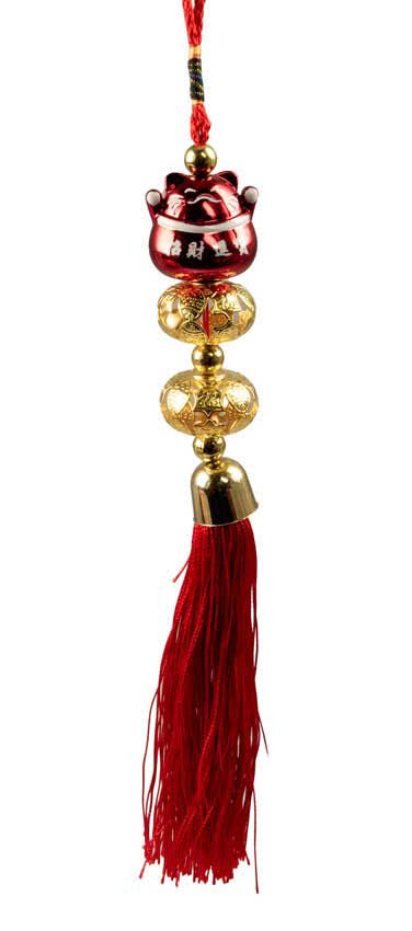 Suspension Maneki Neko Rouge – Talisman Décoratif Asiatique