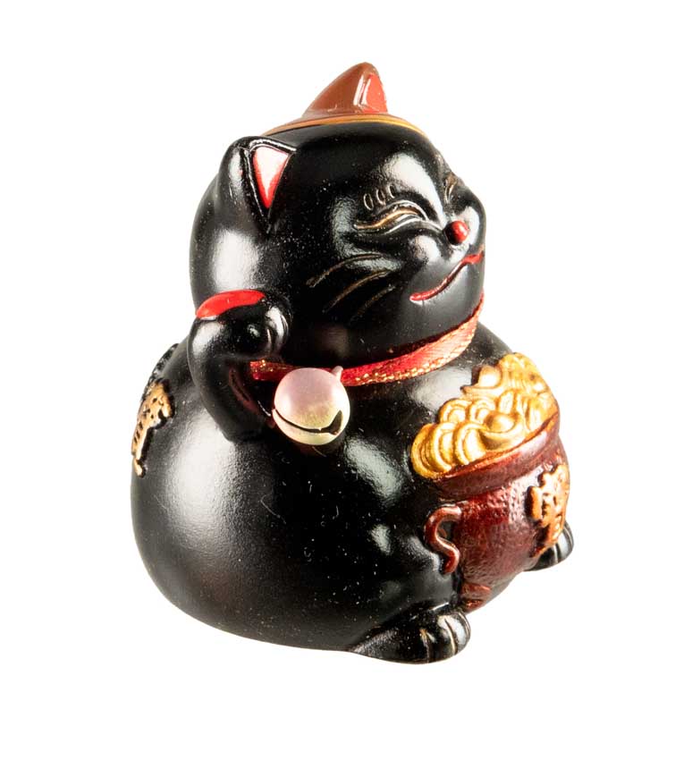 Figurine Chat Maneki-Neko Noir en Résine – Décoration Kawaii 5,5 cm