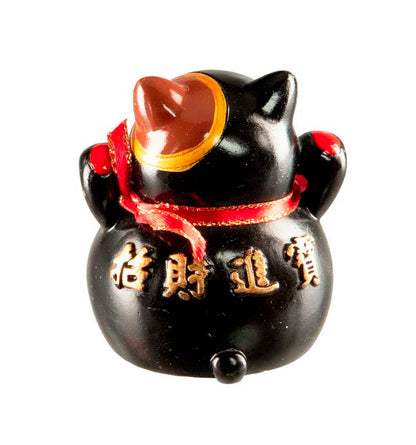 Figurine Chat Maneki-Neko Noir en Résine – Décoration Kawaii 5,5 cm