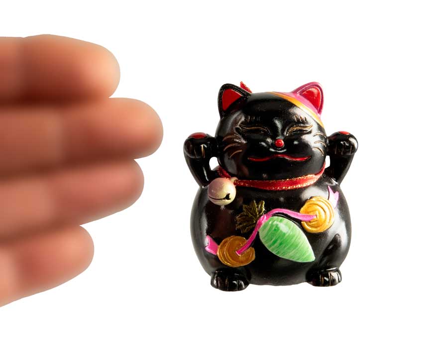 Figurine Chat Maneki-Neko Noir en Résine – Décoration Kawaii 5,5 cm