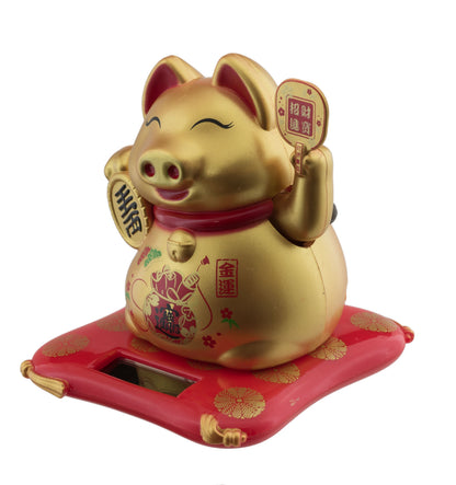 Cochon Doré Solaire – Figurine Animée de Style Maneki Neko