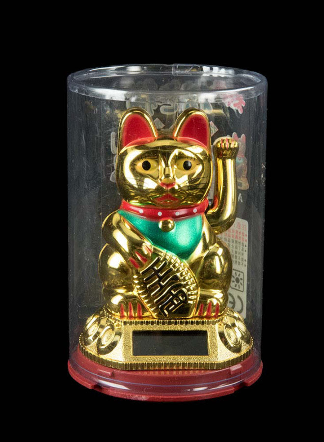 Chat Japonais Maneki Neko Doré  – Figurine Solaire Animée