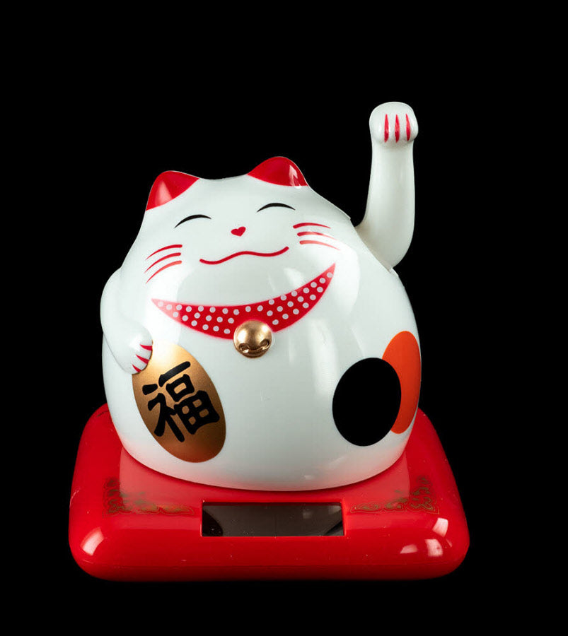 Figurine Chat Chinois Maneki Neko Bobtail Blanc – Chat Solaire Animé 10 cm