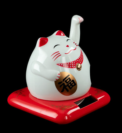 Figurine Chat Chinois Maneki Neko Bobtail Blanc – Chat Solaire Animé 10 cm