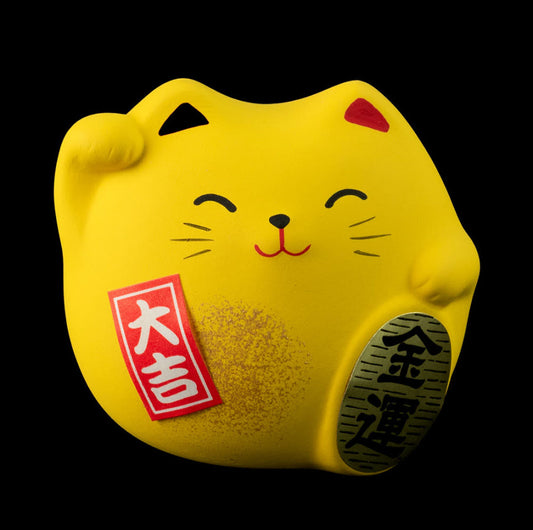 Figurine Maneki-neko Daikichi Jaune – Chat Japonais Fortune 6 cm
